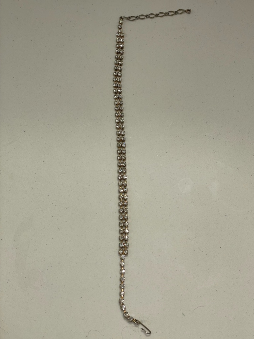 Gold Tone Rhinestone Choker - Sparkling Clear Stones